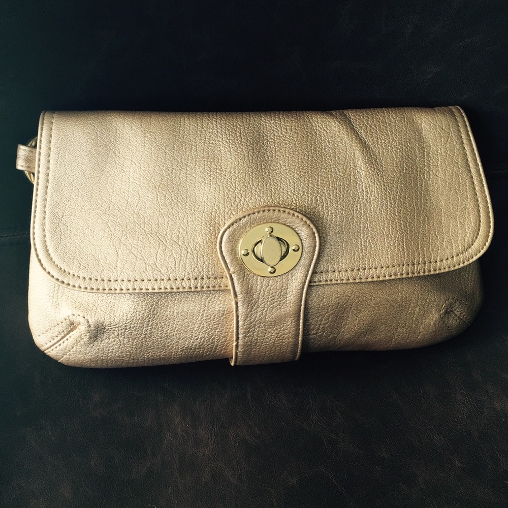 Gold foldover clutch